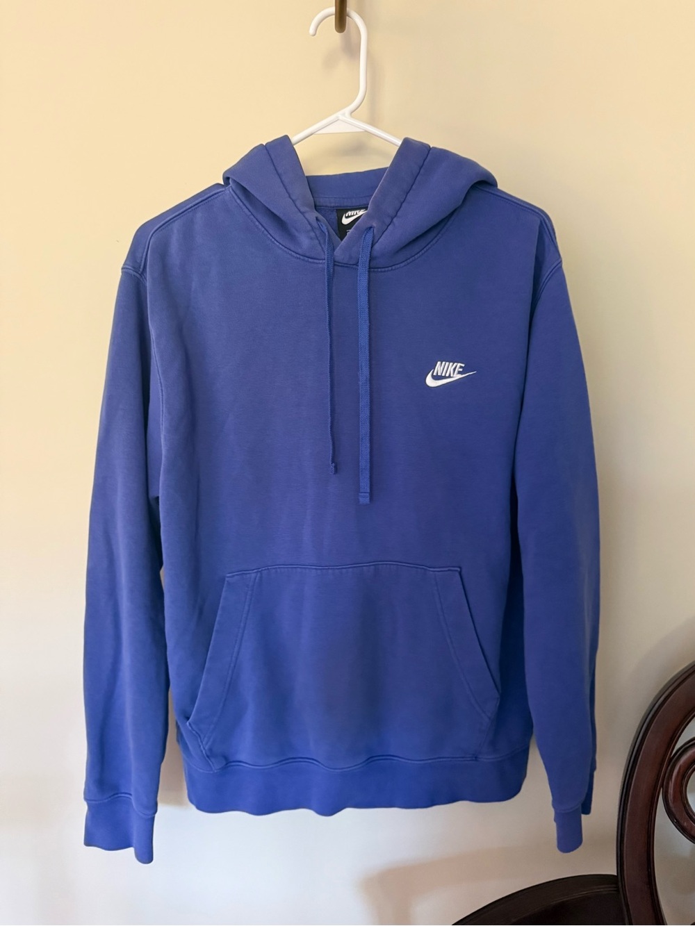 Nike Men's Blue Pullover Hoodie with White Swoosh